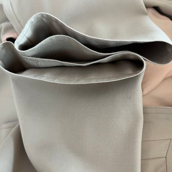 Max Mara Vtg Lightweight Virgin Wool Twill Mid-Length Button Up Tan Coat Sz 6 - Picture 13 of 15